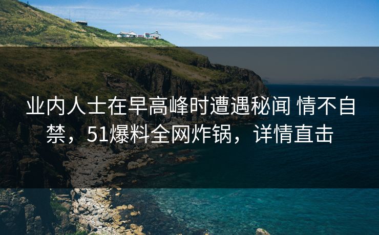 业内人士在早高峰时遭遇秘闻 情不自禁，51爆料全网炸锅，详情直击