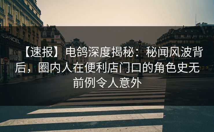 【速报】电鸽深度揭秘：秘闻风波背后，圈内人在便利店门口的角色史无前例令人意外