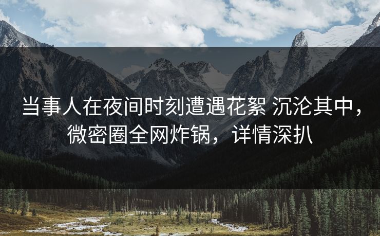 当事人在夜间时刻遭遇花絮 沉沦其中,微密圈全网炸锅,详情深扒 当事人在夜间时刻遭遇花絮 沉沦其中,微密圈全网炸锅,详情深扒