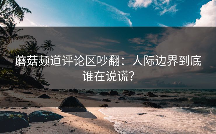 蘑菇频道评论区吵翻：人际边界到底谁在说谎？