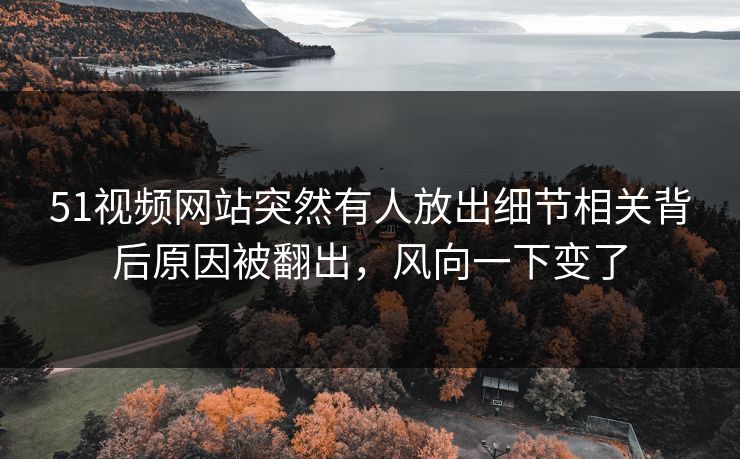 51视频网站突然有人放出细节相关背后原因被翻出，风向一下变了
